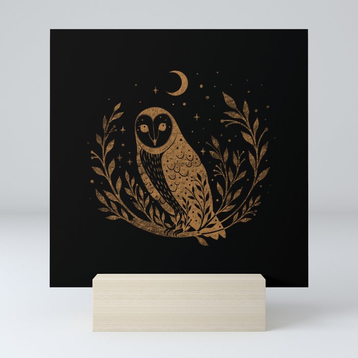 Owl Moon - Gold Mini Art Print