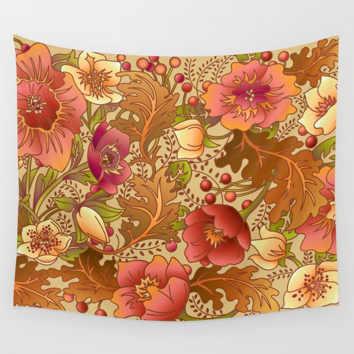 Fall Flowers Wall Tapestry