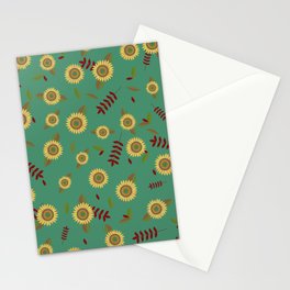 Sunflower Storm  -  Funky Green Stationery Card