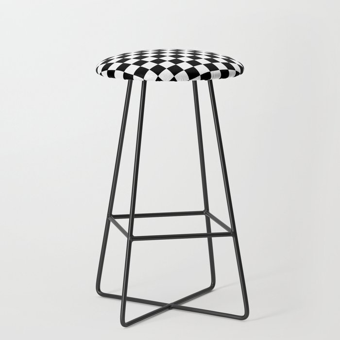 White and Black Checkerboard Bar Stool