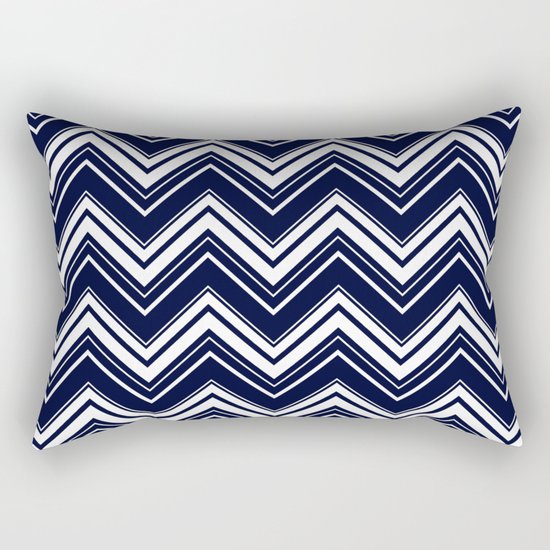 Maritime pattern- chevron - white and darkblue Rectangular Pillow