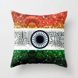 circuit board india (flag) Throw Pillow