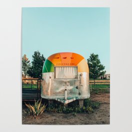 Rainbow trailer in Marfa, West Texas Poster
