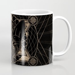 Fox in Sacred Geometry  - Black and Gold Coffee Mug