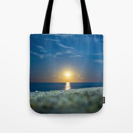 Watch Hill, Rhode Island twilight ocean sunset beach against mirrored blue waves color photograph / photography Tote Bag