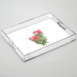 Botanic red Lilly flower bouquet Acrylic Tray