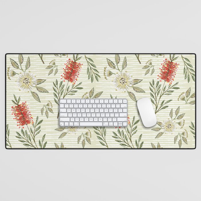 Bottlebrush & Gum Blossom - Native Lime - Large Desk Mat