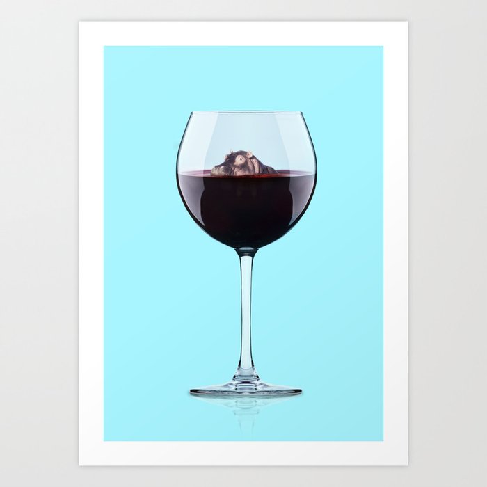 Hippo in Wine Art Print