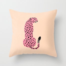 The Stare: Peach Cheetah Edition Throw Pillow