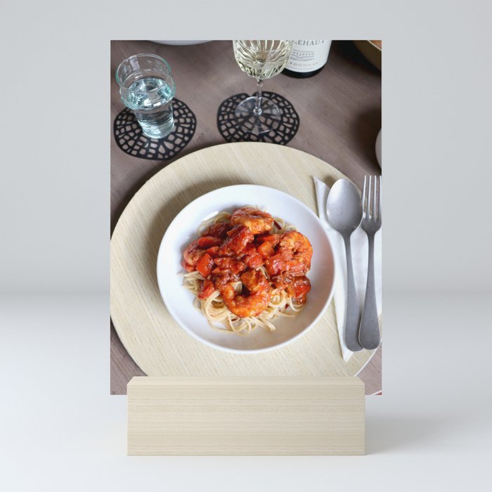 Shrimps pasta Mini Art Print