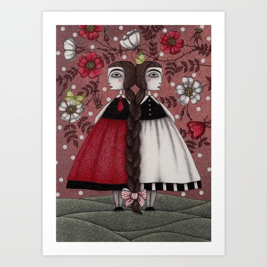 Snow-White and Rose-Red (1) Art Print