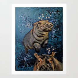 Happy Hippos Art Print