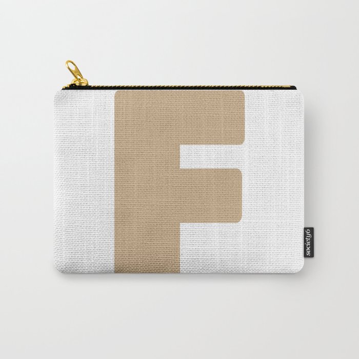 F (Tan & White Letter) Carry-All Pouch