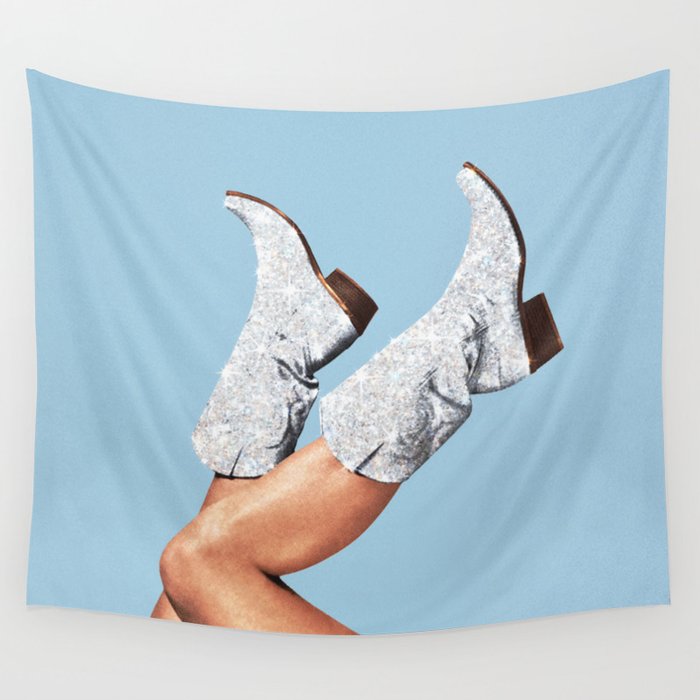 These Boots - Glitter Blue Wall Tapestry