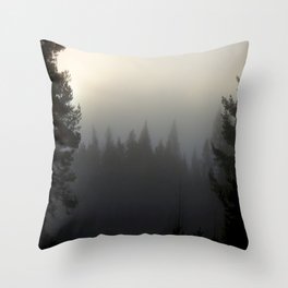 Frosty Winter Pine Trees View Throw Pillow