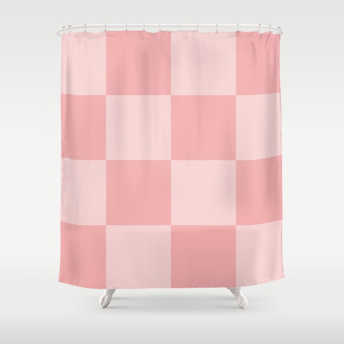 Pastel Pink Large Checkers Shower Curtain