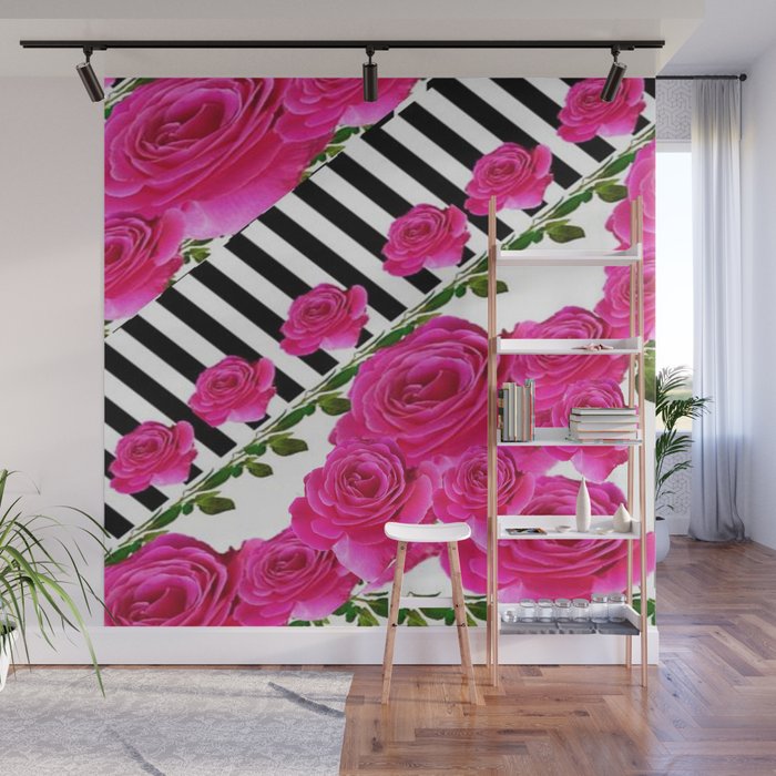 Cerise Pink Rose Garden Keyboard Pattern Wall Mural By Sharlesart Society6 Caracteristicas del mural rose garden komar: society6