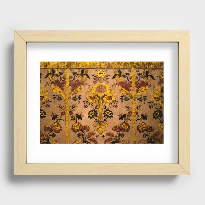 Golden Floral Tapestry Recessed Framed Print