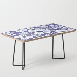 Modern Periwinkle and Navy Daisy Flowers Coffee Table