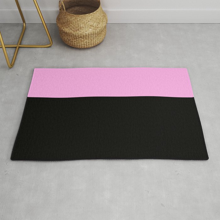 Color Block Black Pink Rug by WORDZnART Society6