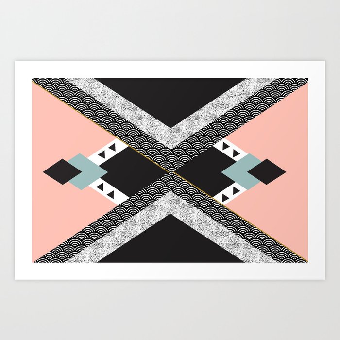 Abstract Composition Of Textures With Geometric Shapes Art Print