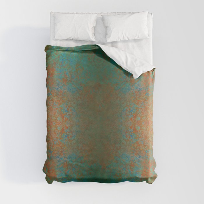 Vintage Teal and Copper Rust Duvet Cover