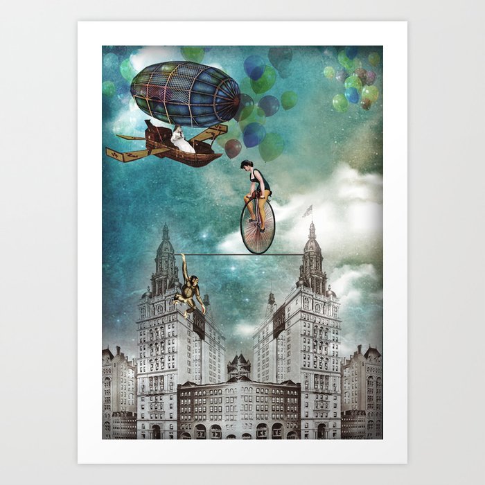 A circus in the city Art Print