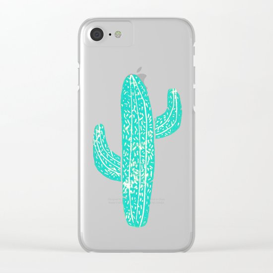 Linocut Cacti Candy Clear iPhone Case