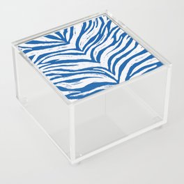 Tiger Stripes - Dark Blue & White - Animal Print - Zebra Print Acrylic Box