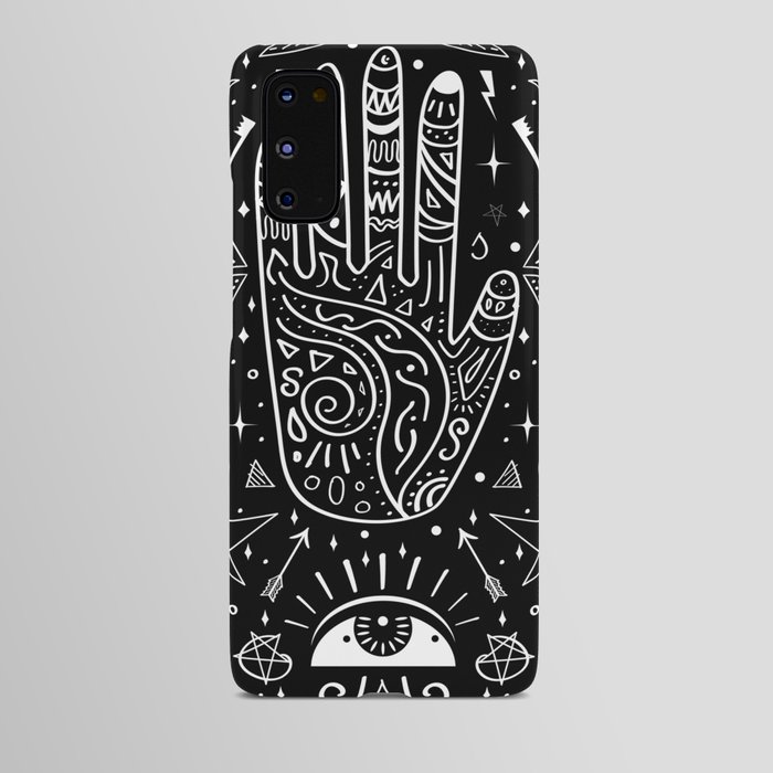 Black background occult pattern with mystical chalk signs Android Case