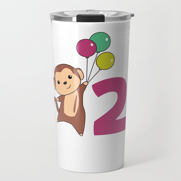 Monkey Second Birthday Balloons For Kids Travel Mug