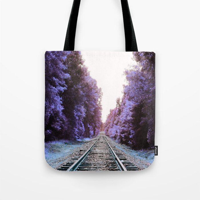 Train Tracks : Violet Blue Dreams Tote Bag