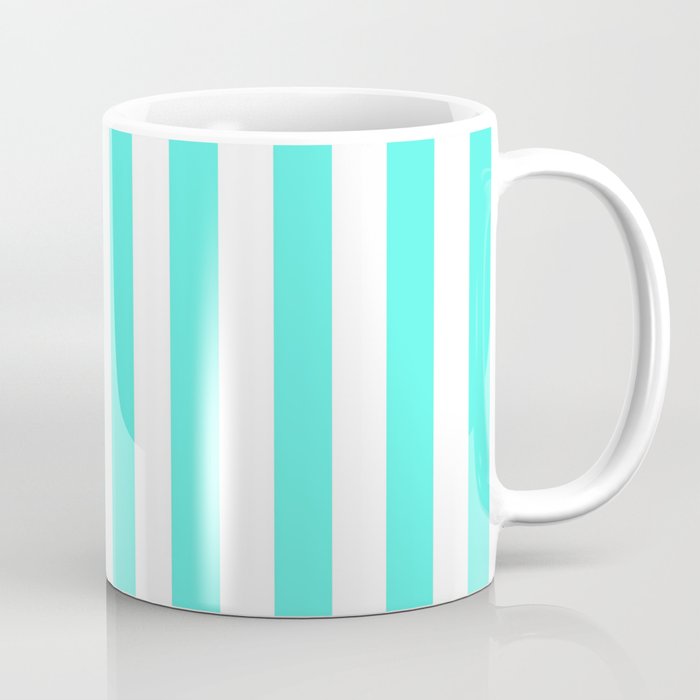 Vertical Stripes (Turquoise & White Pattern) Coffee Mug