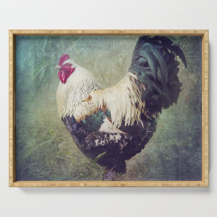 Brahma Rooster under Bamboo Serving Tray