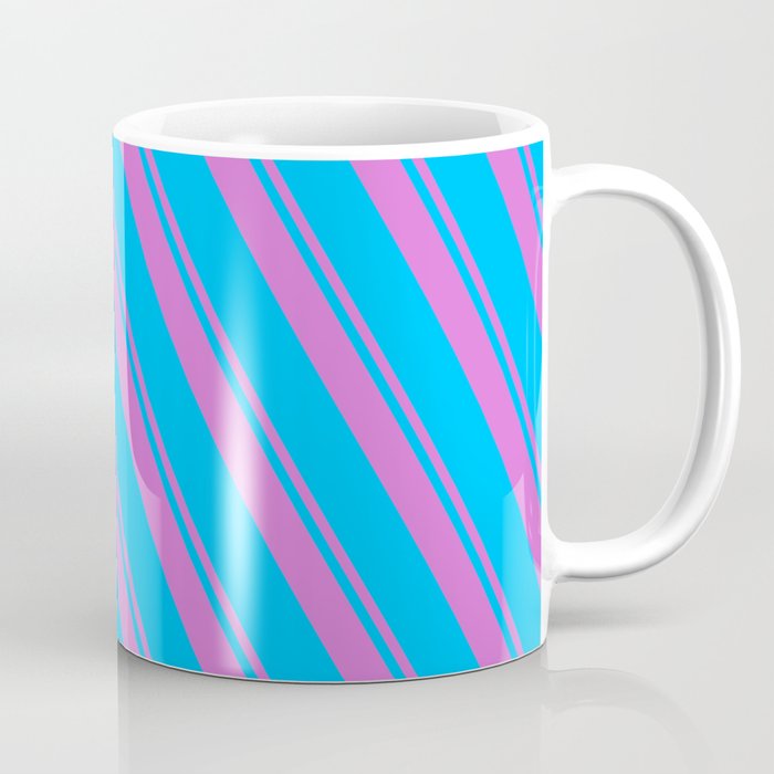 Orchid and Deep Sky Blue Colored Lines Pattern Coffee Mug