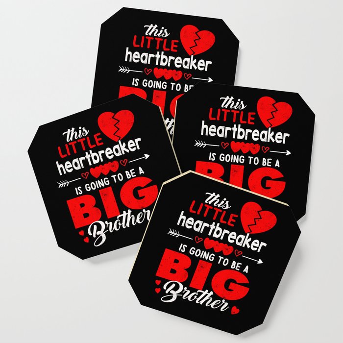 Brother Baby Reveal Hearts Day Valentines Day Coaster