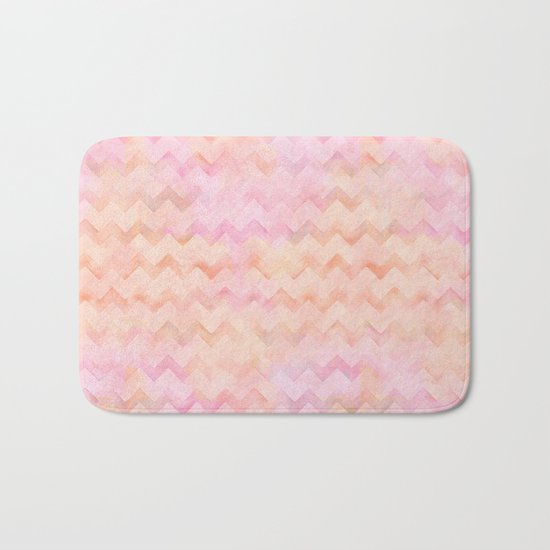 Watercolor Chevron stripes in soft pastels Bath Mat