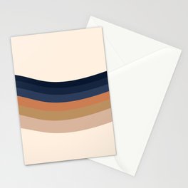 Haana - Dark Blue Colourful Wavy Retro Stripes Art Design Pattern Stationery Card