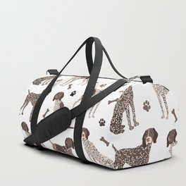 German Shorthaired Pointer Dog Paws and Bones White Duffle Bag | Liver, Germanshorthaired, Drawing, Dogpattern, Germanpointer, Germanshorthair, Dog, Paws, Dogbreeds, Brown 