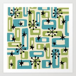 Mid Century Modern Atomic Age Decoration 644 Googie Blue and Green Art Print