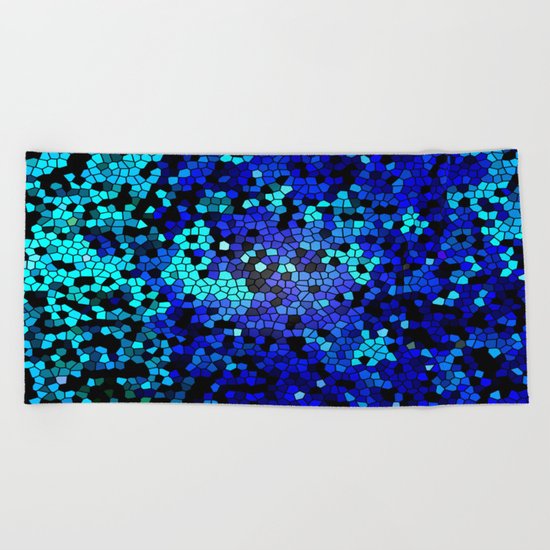 STAINED GLASS BLUES Beach Towel
