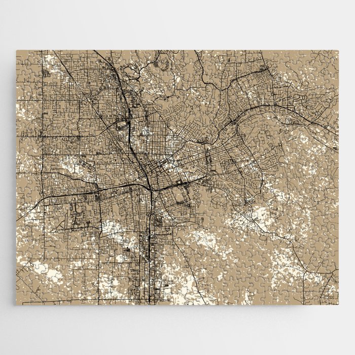 Santa Rosa, USA - Retro City Map Painting Jigsaw Puzzle