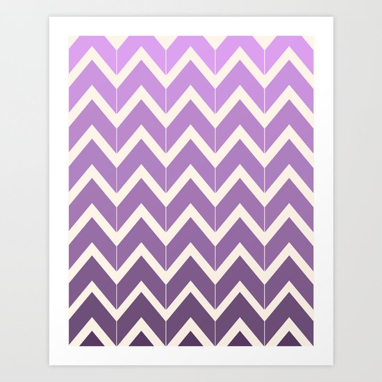 Grape & Ivory Ombre Chevrons Art Print