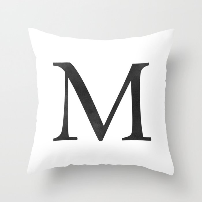 Black and white online monogram pillow