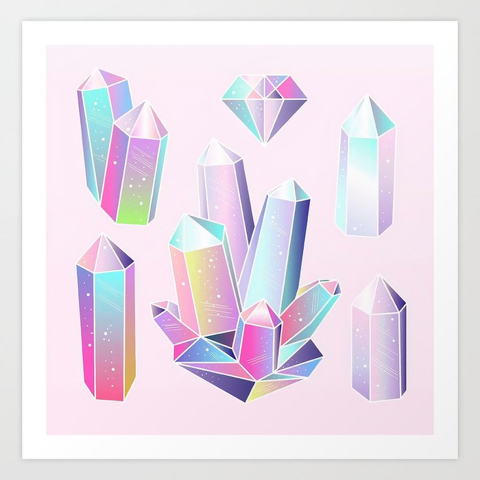 Pastel Rainbow Crystals Art Print