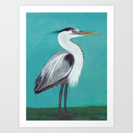 Right facing Heron Art Print