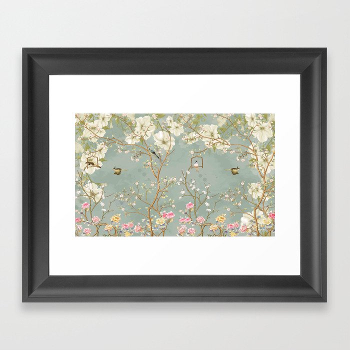 Romantic Chinoiserie Pearl Garden Framed Art Print
