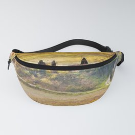 Italian Villa, Rolling Hills and Vineyards of Tuscany, Italy landscape painting Fanny Pack