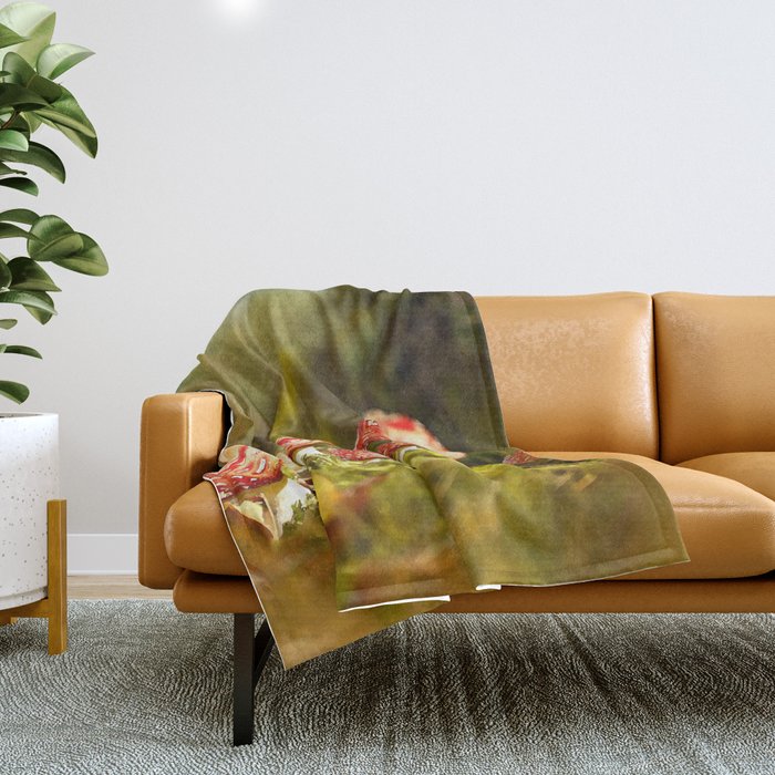 Beautiful but toxic - Fly agaric - Amanita - Autumn illustration #decor #society6 #buyart Throw Blanket