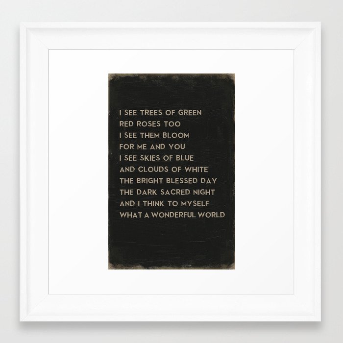 What a Wonderful World Song Art of Louis Armstrong Lyrics Framed Art Print by mungavision | Society6